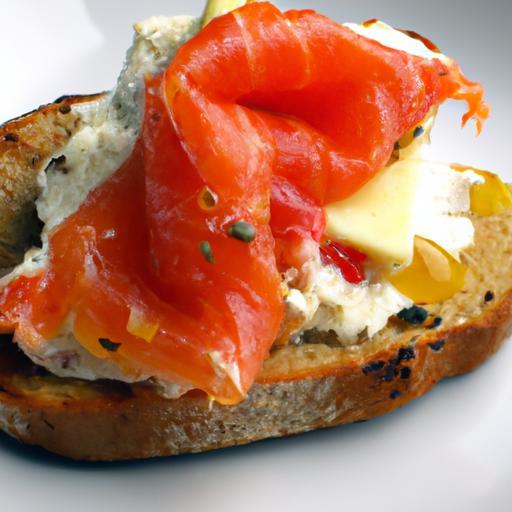 Wholesome Elegance: Whole Wheat Toast with Salmon & Cream Cheese