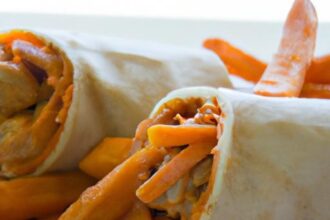 Bold Buffalo Chicken Wraps Paired with Crispy Sweet Potato Fries