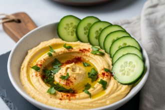 Hummus and Cucumber Slices