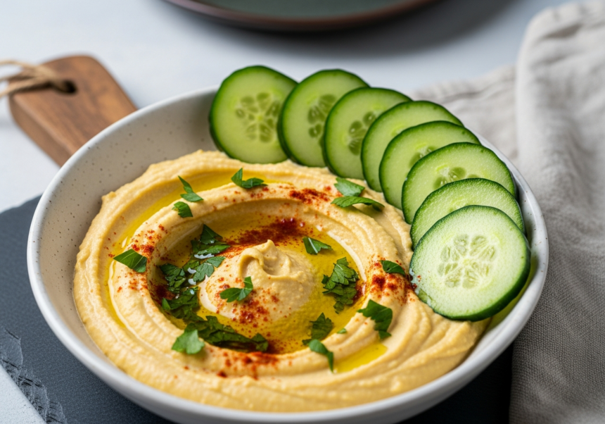 Hummus and Cucumber Slices
