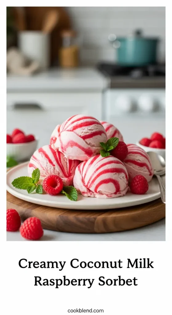 Creamy Coconut Milk Raspberry Sorbet