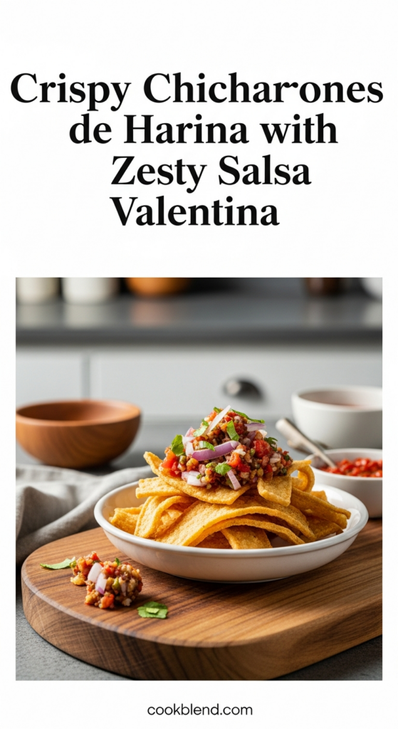 Enjoy Crispy Chicharrones de Harina with Zesty Salsa Valentina