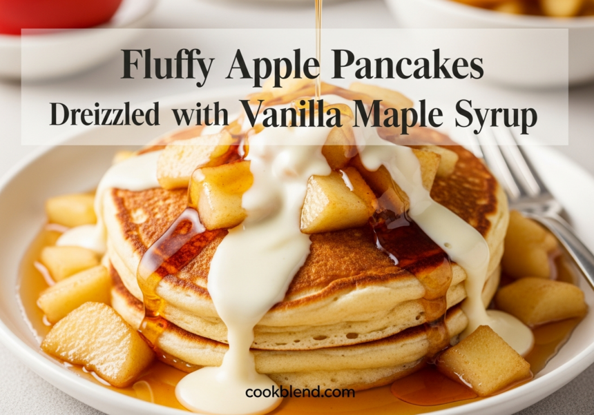Fluffy Apple Pancakes Drizzled with Vanilla Maple Syrup