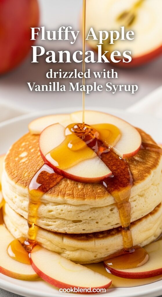 Fluffy Apple Pancakes Drizzled with Vanilla Maple Syrup