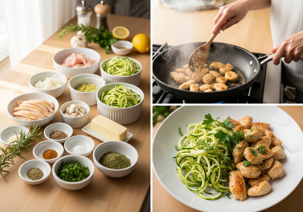 Garlic Butter Chicken with Zucchini Noodles