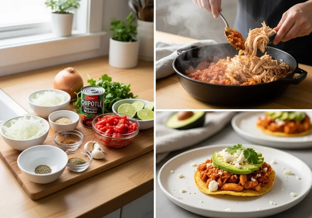 Tostadas de Tinga de Pollo