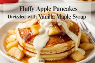 Fluffy Apple Pancakes Drizzled with Vanilla Maple Syrup