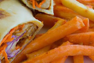 Spicy Buffalo Chicken Wraps Paired with Crispy Sweet Fries