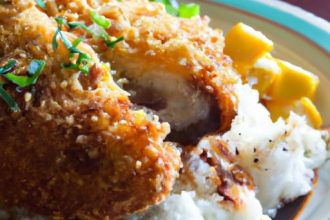 Crispy Japanese Chicken Katsu with Fluffy Steamed Rice Delight