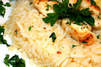 Garlic Parmesan Rice Meets Zesty Chicken Scampi Delight