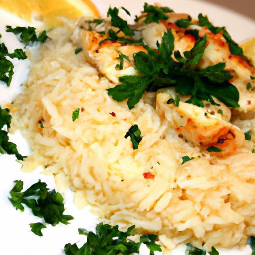 Garlic Parmesan Rice Meets Zesty Chicken Scampi Delight