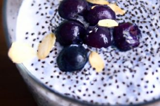 Creamy Vegan Blueberry Chia Pudding Made with Almond Milk